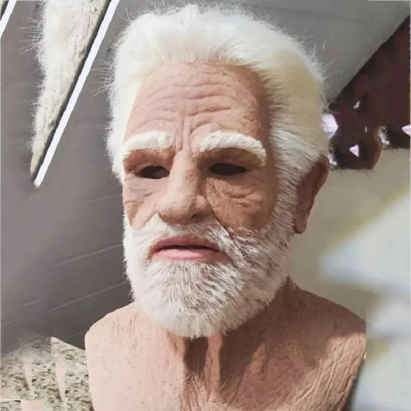 Cosplay Anime White Hair - Halloween de pelo blanco abuelo viejo