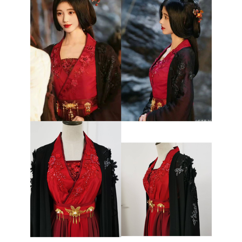 Anime Cosplay Red - Disfraz Hanfu negro y rojo de
