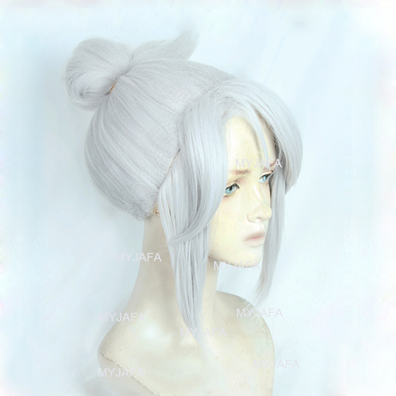 Cosplay Anime White Hair - Peluca de Cosplay Jett de alta