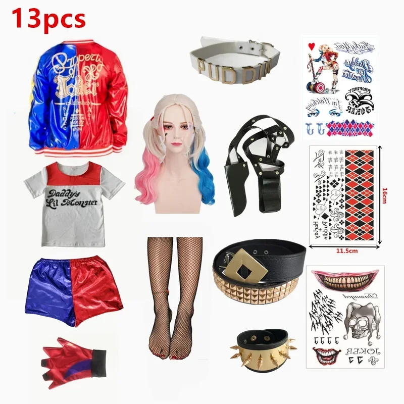 Anime Harley Quinn Cosplay - Disfraz de Halloween para Niños y