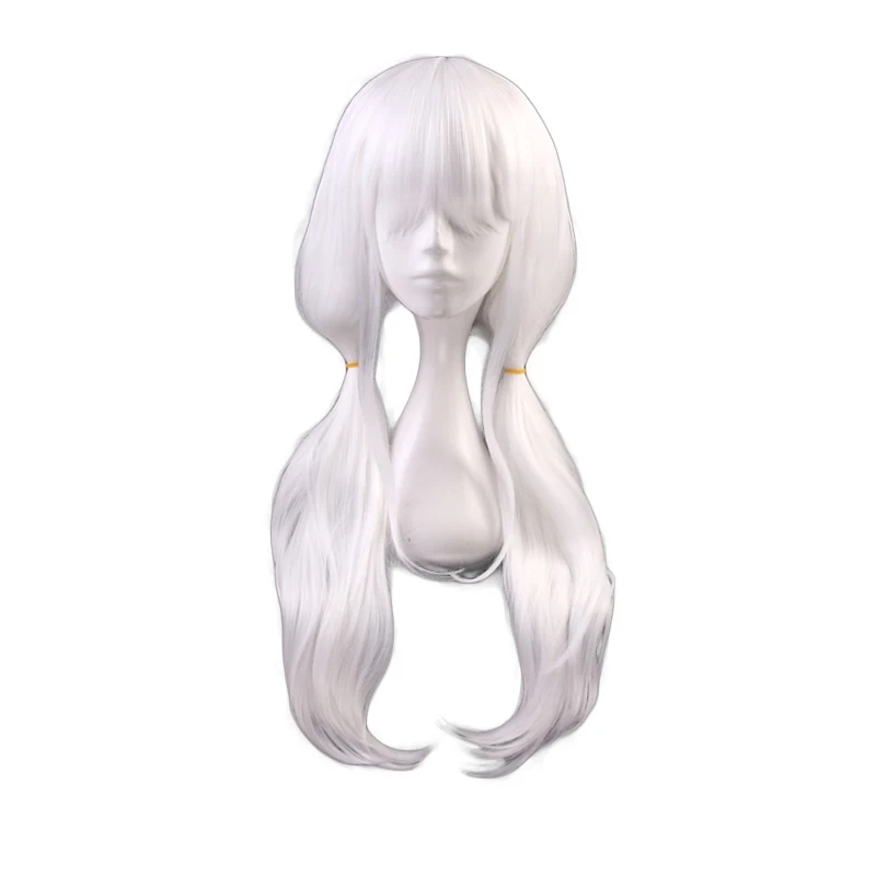 Cosplay Anime White Hair - Peluca de cabello sintético resistente al