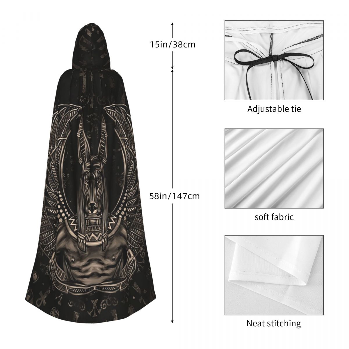 Anubis Dios egipcio Sepia capa - Egypt Cosplay Anime reseña y precio
