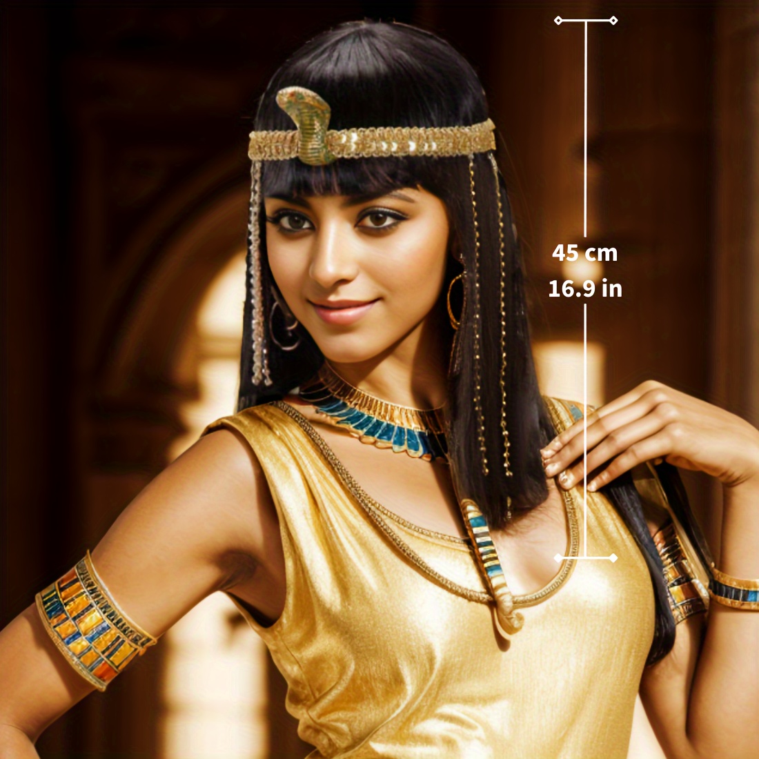 Peluca sintética negra lisa co - Egypt Cosplay Anime reseña y precio