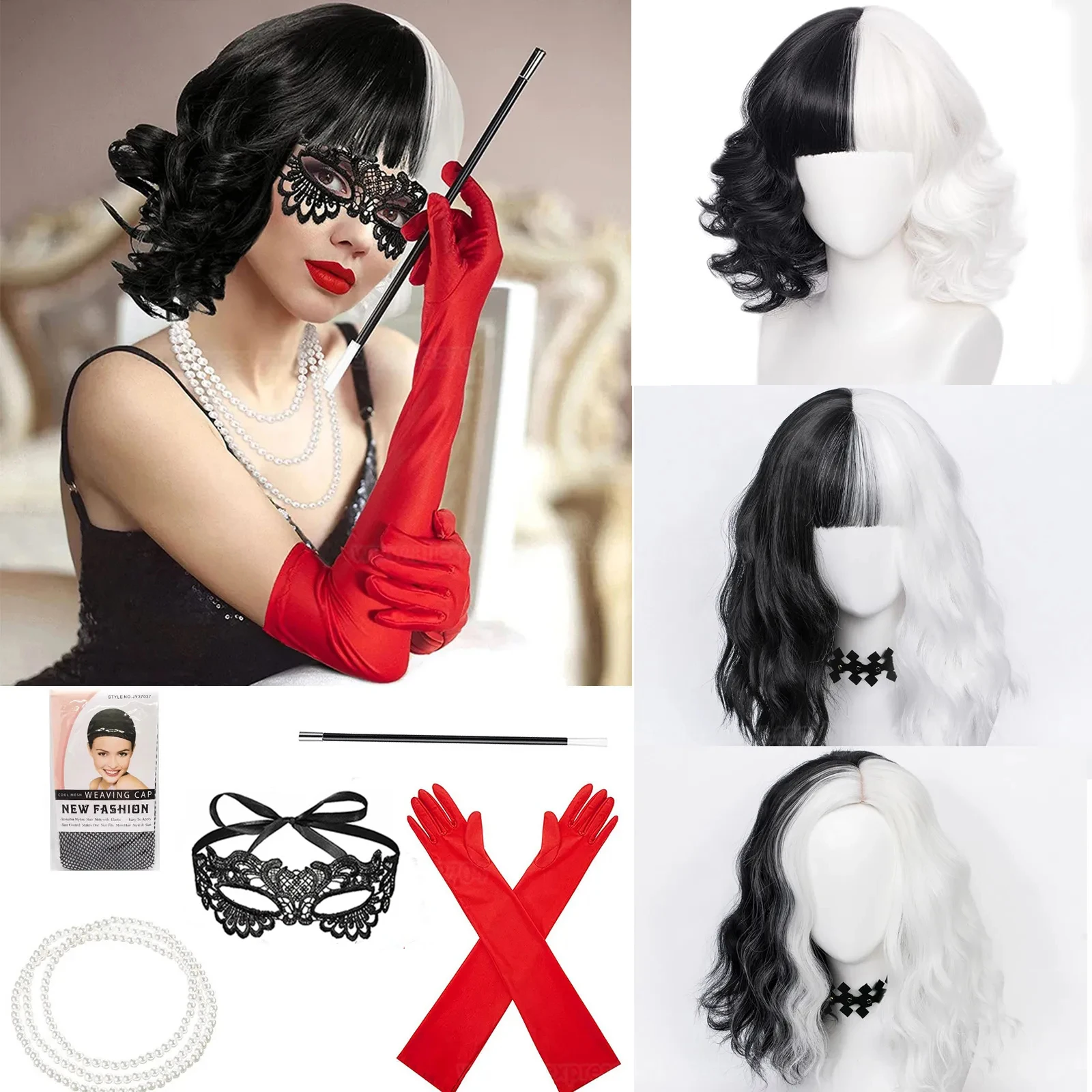 Peluca de cosplay de Cruella d - Cosplay Anime White Hair reseña y precio