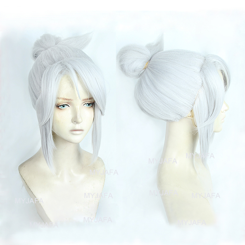 Peluca de Cosplay Jett de alta - Cosplay Anime White Hair reseña y precio