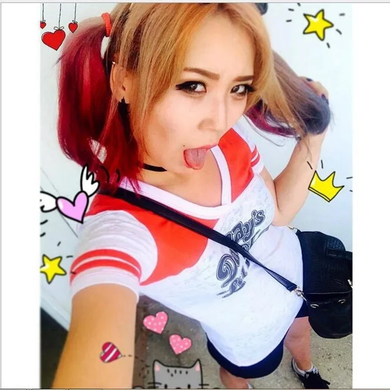 ☆ Camiseta de Cosplay de Harle - Anime Harley Quinn Cosplay reseña y precio