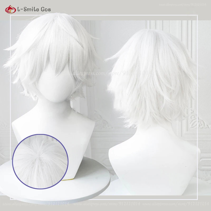 Peluca corta de 30 cm para hom - Cosplay Anime White Hair reseña y precio